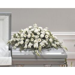 White Casket Spray from Kircher's Flowers in Defiance and Paulding, OH