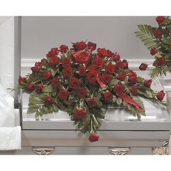 Red Rose Casket Spray from Kircher's Flowers in Defiance and Paulding, OH