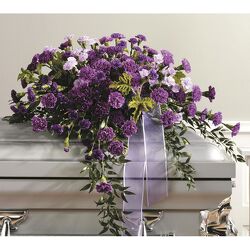Purple Memory Casket Spray  from Kircher's Flowers in Defiance and Paulding, OH